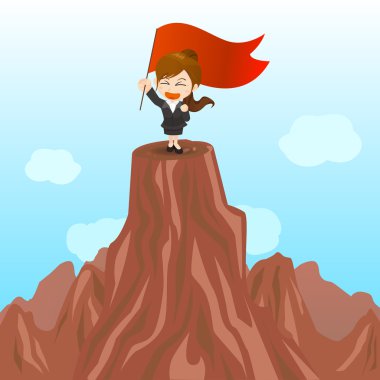 çizgi film illüstrasyon iş kadını zafer