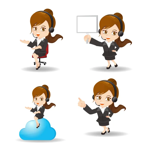 Cartoon Business woman customer service — Stock Vector