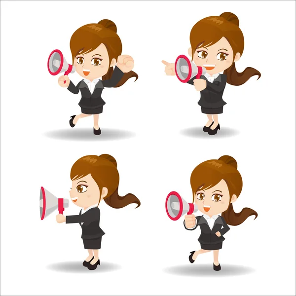 Mujer de negocios show trompeta — Vector de stock