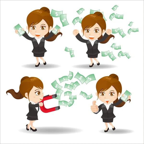 Business woman show finance money — Stock Vector