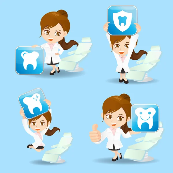 Doctor dentist woman show icon — Stock Vector