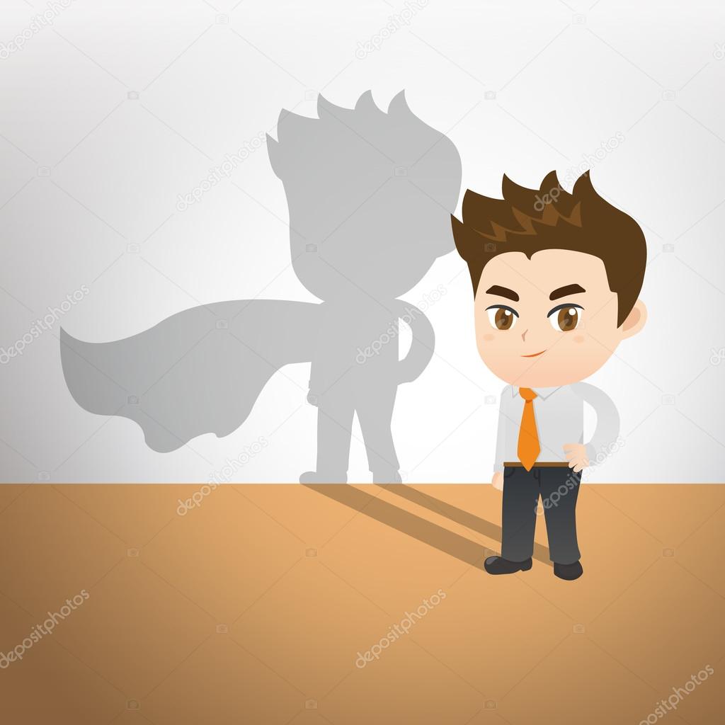 cartoon illustration businessman act superman