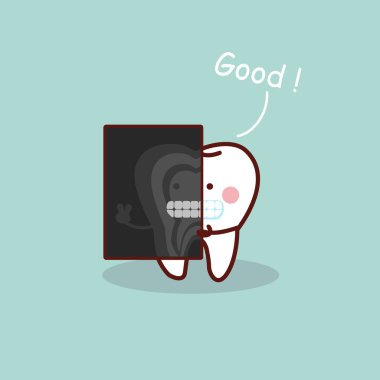 cartoon tooth with X ray clipart