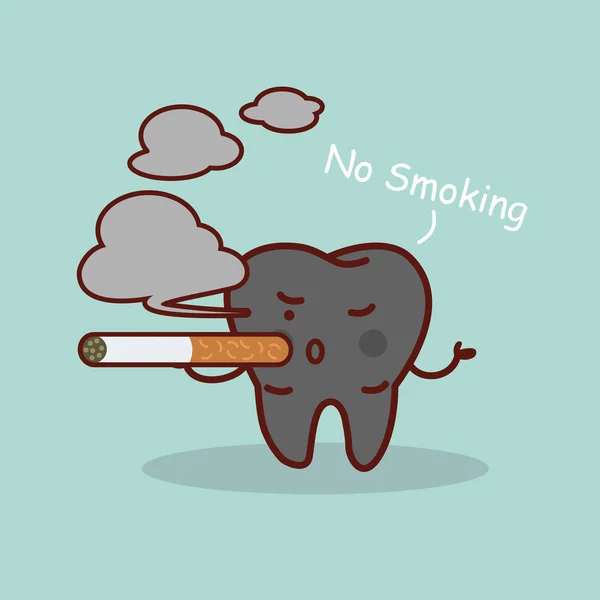 Smoking cartoon tooth — Stock Vector