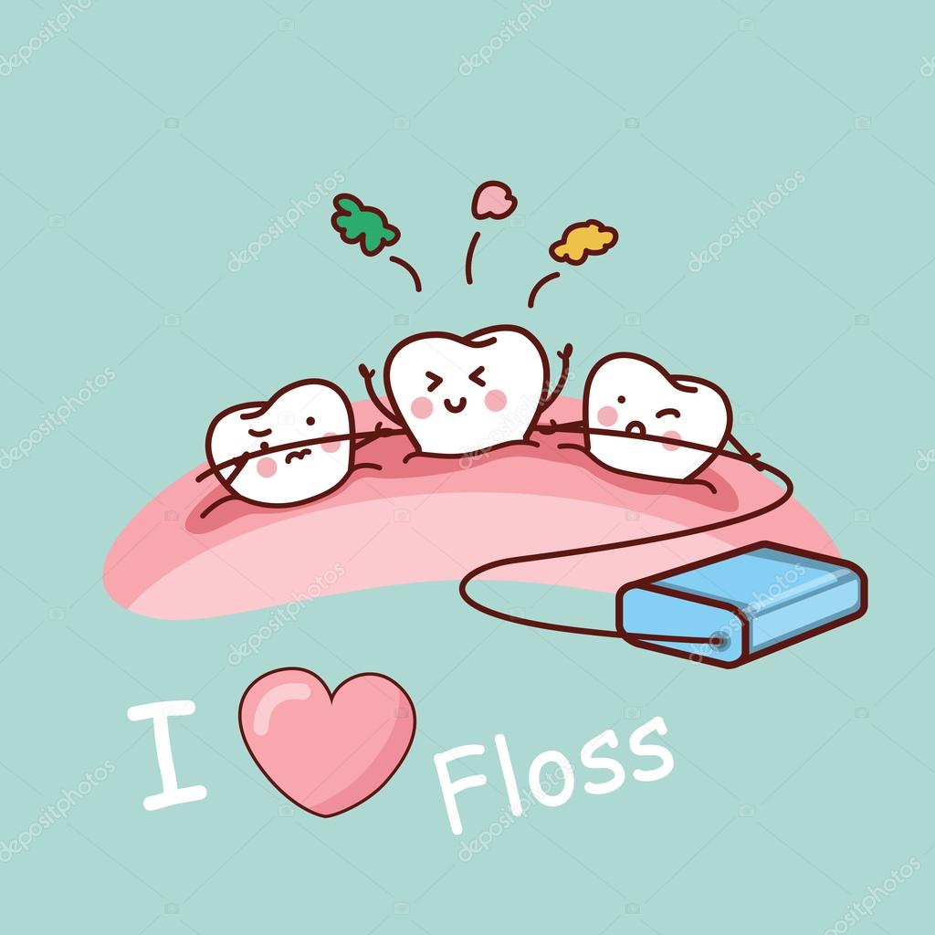 floss teeth cartoon