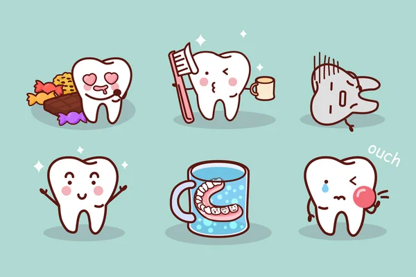 Concepto lindo cepillo de dientes de dibujos animados — Vector de stock