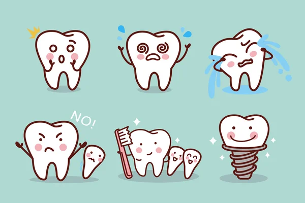 Mignon dessin animé expression dentaire — Image vectorielle