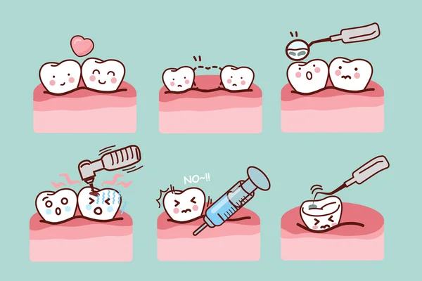 Cartoon tand med dental utrustning — Stock vektor