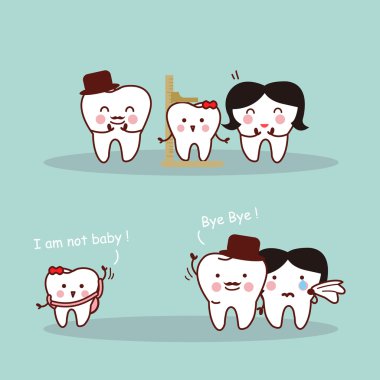 Mutlu karikatür diş aile