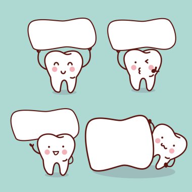 cute cartoon tooth with billboard clipart