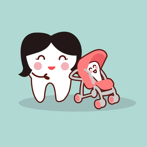 Dessin animé mère et bébé dent — Image vectorielle