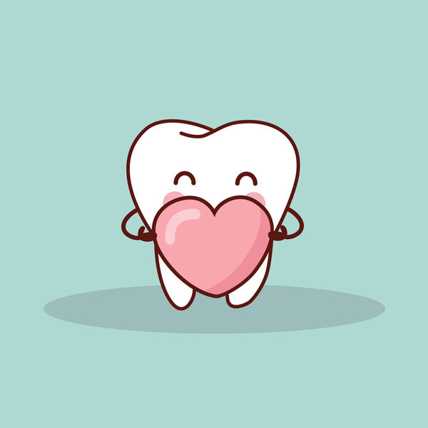 cute cartoon tooth with love