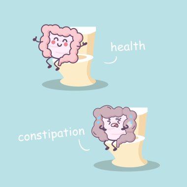 Health intestine vs constipation intestine clipart