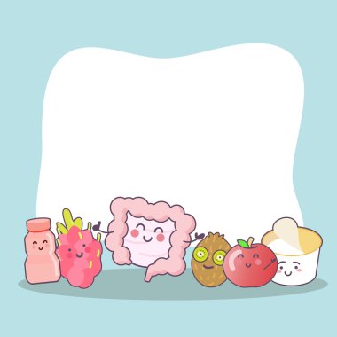 cartoon intestine with health food clipart