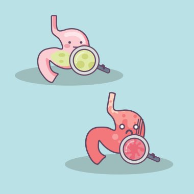 çizgi film mide büyüteç ile