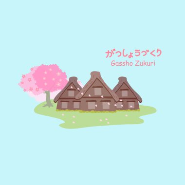 Gassho zukuri kiraz çiçeği ile