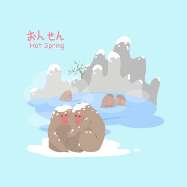 monkey with hot Spring clipart