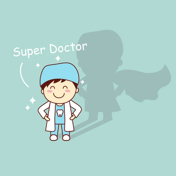 Super health cartoon tooth dentist — Stock Vector