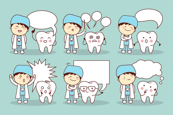 Karikatur Zahn mit Sprechblase — Stockvektor