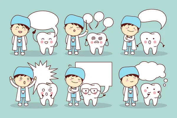Dente de desenho animado com bolha de fala —  Vetores de Stock