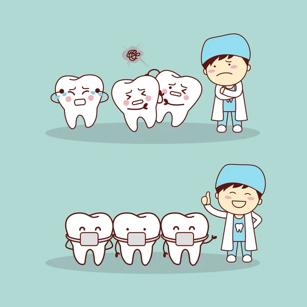 Sevimli çizgi diş diş telleri — Stok Vektör