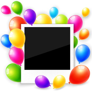 renkli balonlar ile fotoğraf çerçevesi