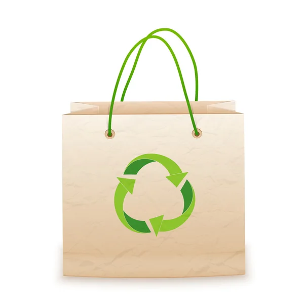 Bolso de papel ecológico sobre fondo blanco — Vector de stock