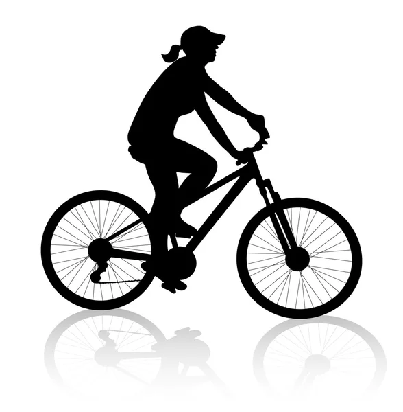 Cycliste femme silhouette vecteur — Image vectorielle
