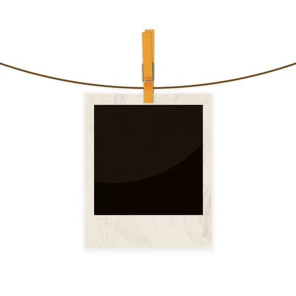 Grunge foto retro na corda com vetor clothespin — Vetor de Stock