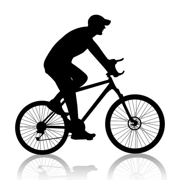 Cyclist man silhouette — Stock Vector