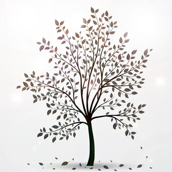 Träd silhouette med blad — Stock vektor
