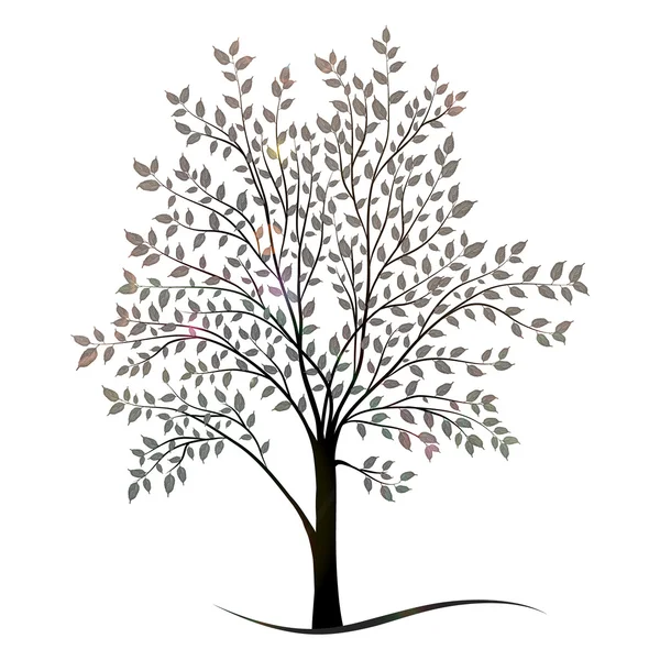 Arbre avec silhouette de feuilles — Image vectorielle