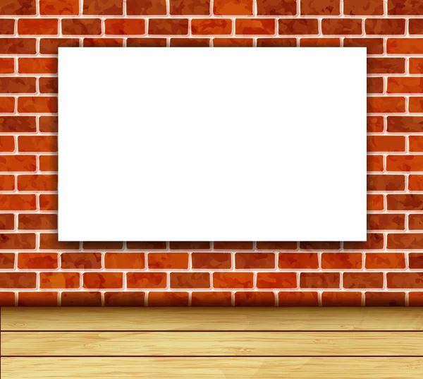 Bandeira branca no vetor de parede de tijolo — Vetor de Stock