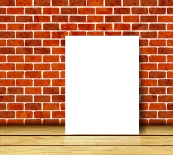 Brick wall with white paper sheet vector — Stock Vector