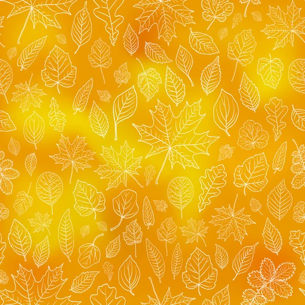 Осенний силуэт листьев бесшовный векторный фон — стоковый вектор