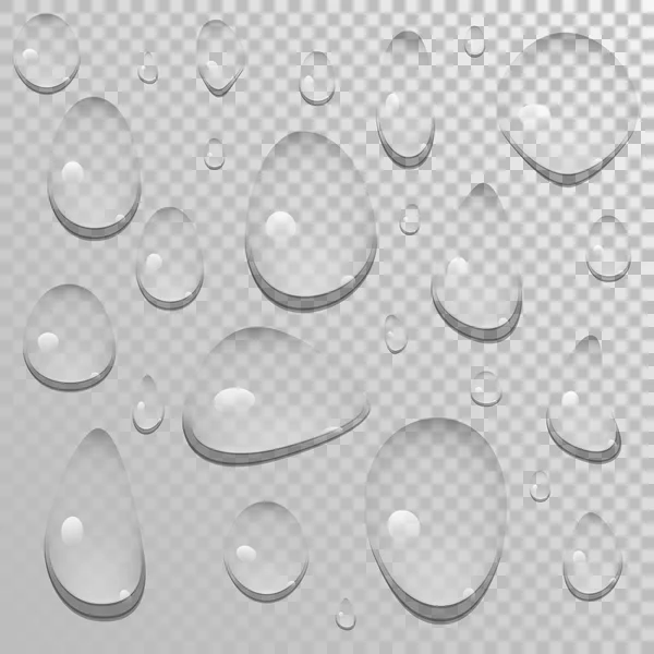 Conjunto de gotas de agua transparentes — Vector de stock