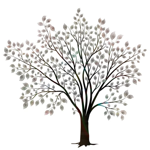 Tree with leaves silhouette isolated on white vector — Stock Vector