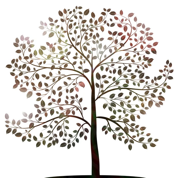 Árbol con silueta de hojas aisladas en vector blanco — Vector de stock