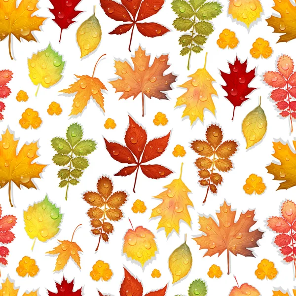 Patrón sin costuras de colorido otoño hojas vector fondo — Archivo Imágenes Vectoriales