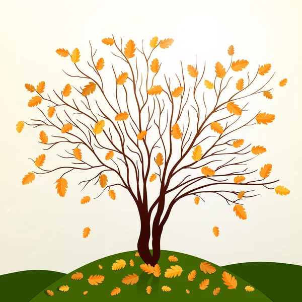 Podzimní pozadí stromu a trávy vektor — Stockový vektor