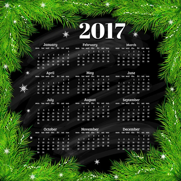 Calendário para 2017 com vetor de fundo de natal — Vetor de Stock