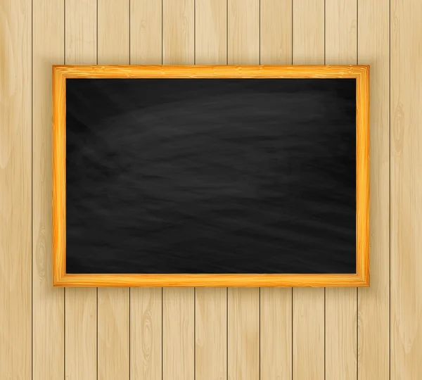 Blackboard on wooden background vector — Stock Vector