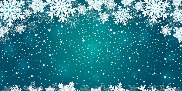 Fundo Natal Com Flocos Neve Quadro Azul Ilustração Vetorial — Vetor de Stock