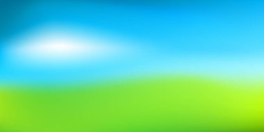 Bulanık yeşil çayır ve mavi gökyüzü soyut arkaplan vektörü