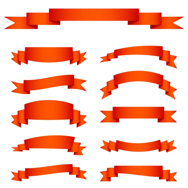 Set di striscioni a nastro rosso — Vettoriale Stock