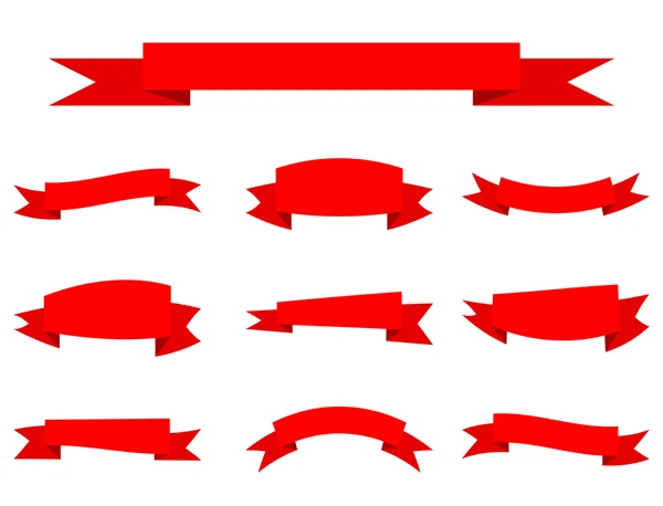 레드 리본 배너 세트 — 스톡 벡터