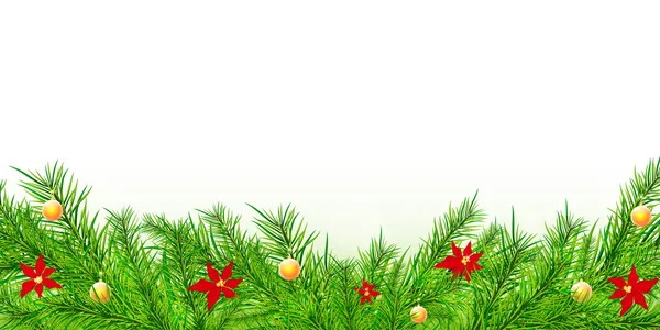 Χριστούγεννα φόντο με υποκατάστημα, πολύχρωμη και μπάλες — Διανυσματικό Αρχείο
