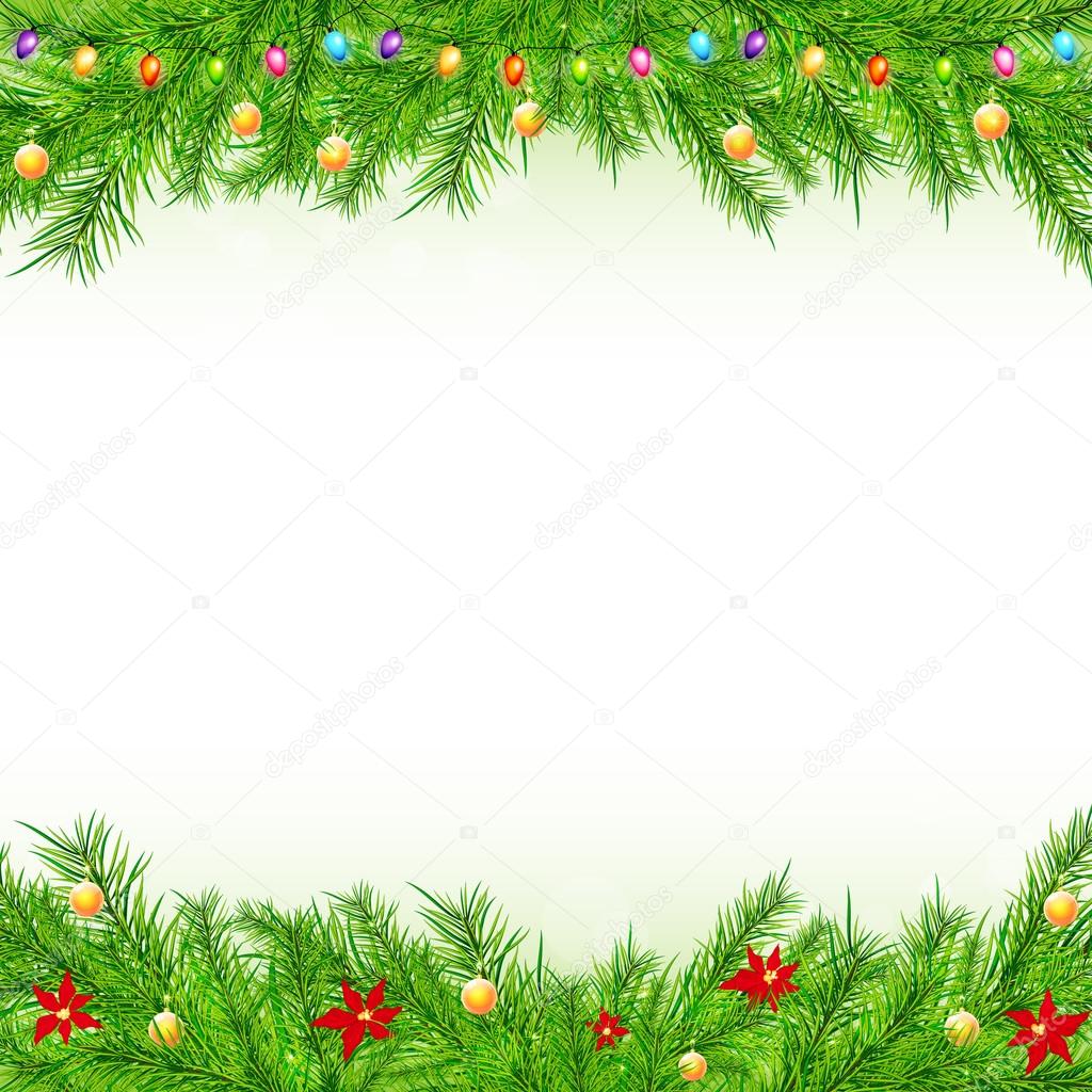 Christmas background with branch and balls