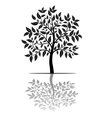 ağaç siluet yaprak ile