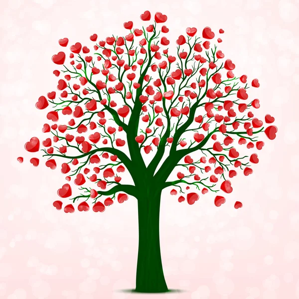Red hearts tree vector — Stock Vector